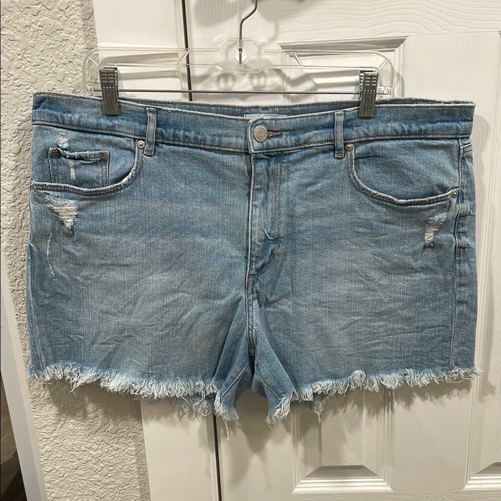 Loft Light Wash Raw Hem Denim Shorts